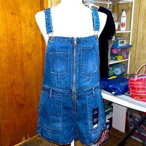 American Eagle Outfitters Stretch Denim Shorts Overalls Size Large